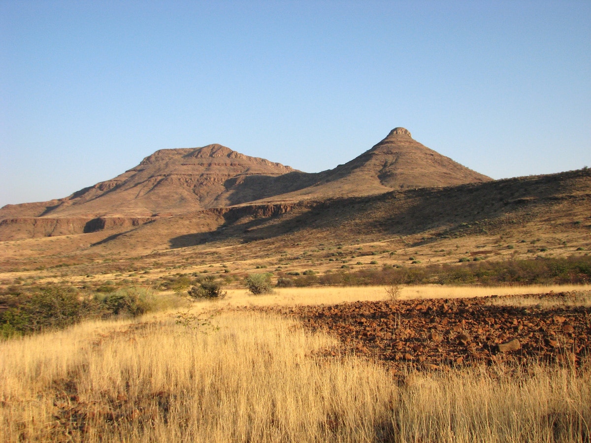 Photo d'un paysage lors d'un voyage au Namibie pour le livre Chasseurs de pierres en Namibie